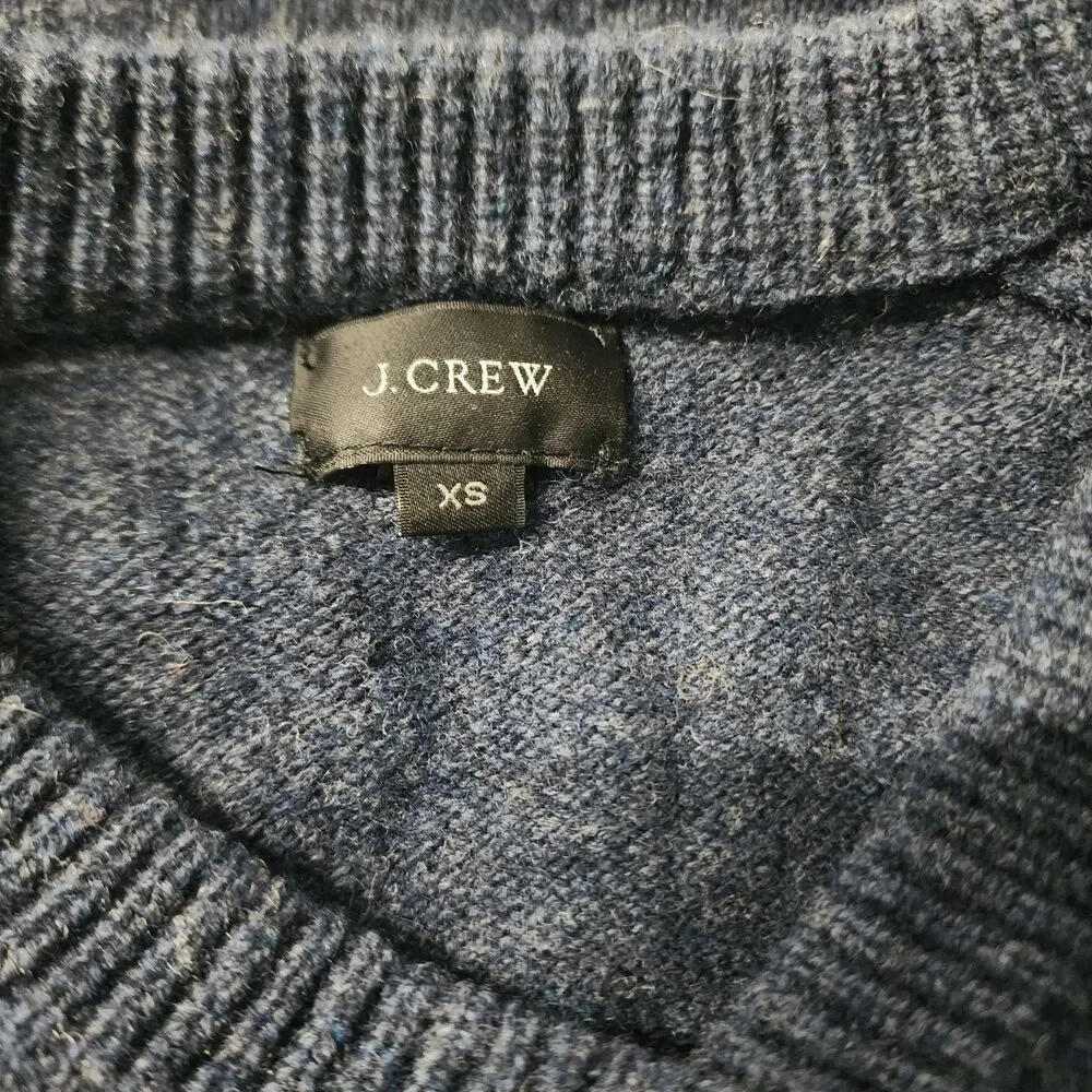 J. CREW Long Sleeve Crew Neck Wool Lambswool Men's Sweater Navy Blue Size XS